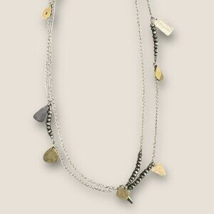 Sipada Vintage Pedal To The Medal Necklace Sterling Silver Brass & Pyrite 36 Inc